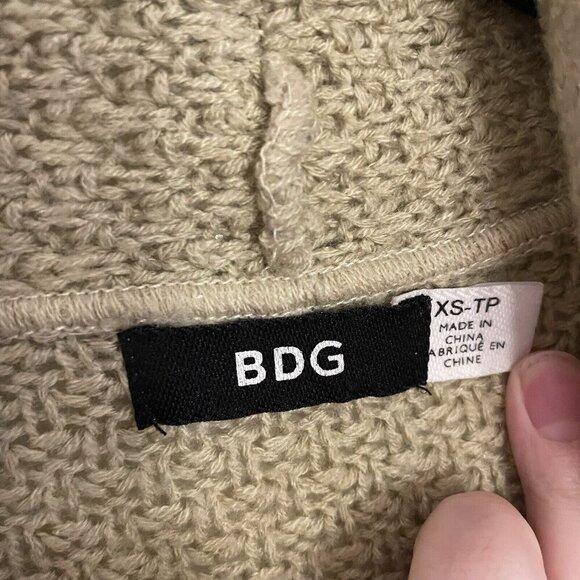 BDG Urban Outfitters Women XS Tan Black Striped Oversized Open Front Cardigan - Picture 7 of 10